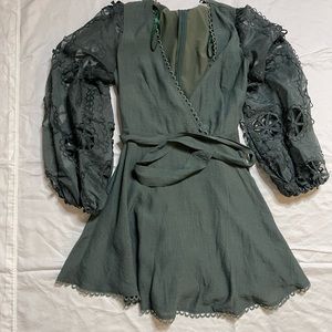 Green embroidered dress